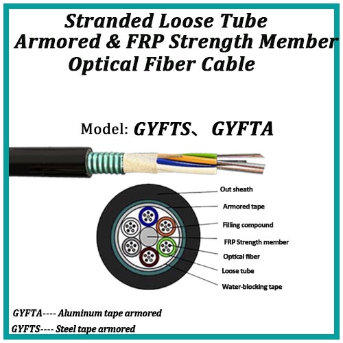 Stranded loose tube armored & FRP strength member fiber optical cable-GYFTA/GYFTS