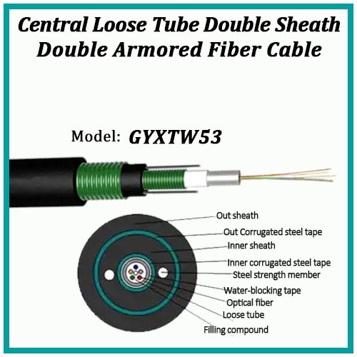 Central loose tube double sheath armored fiber optical cable-GYXTW53