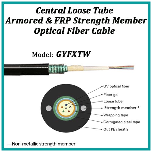 Central Loose Tube Armored & FRP Strength Member Optical Fiber Cable-GYFXTW